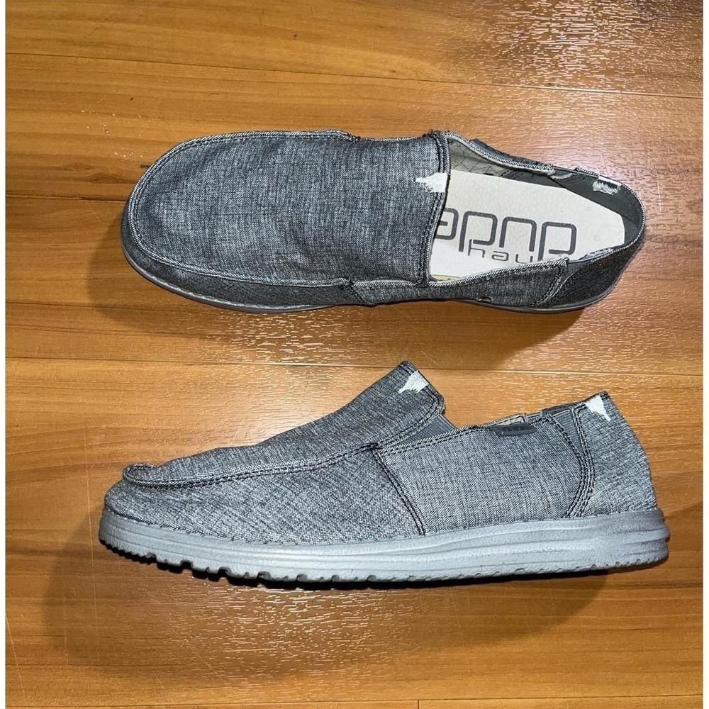 Mens Hey Dude Chan Stretch Gray Beach Vacation Slip On Shoes